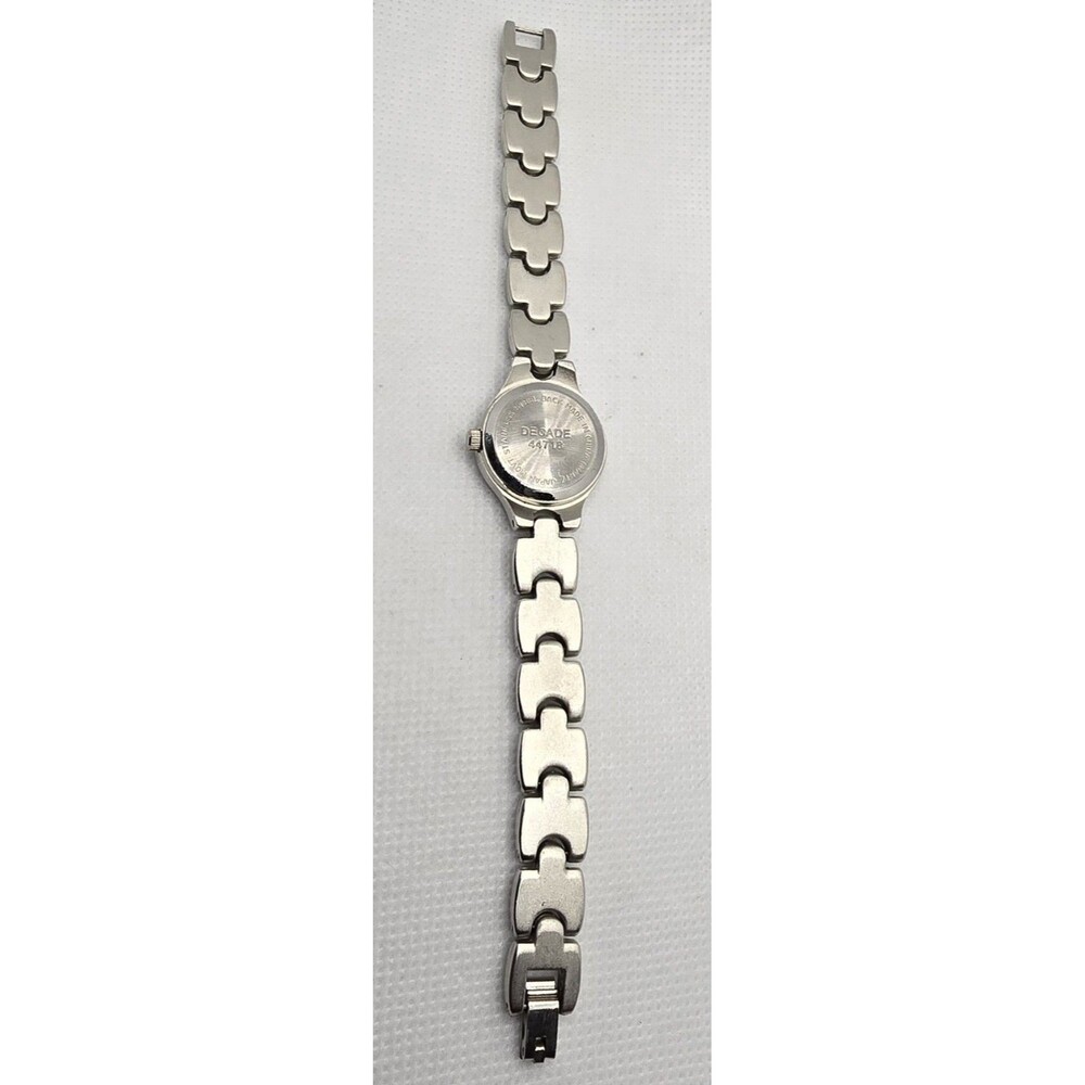 Women's Decade Round Black Dial Silver Tone Case Bracelet Band Quartz Watch 04 - Picture 8 of 9